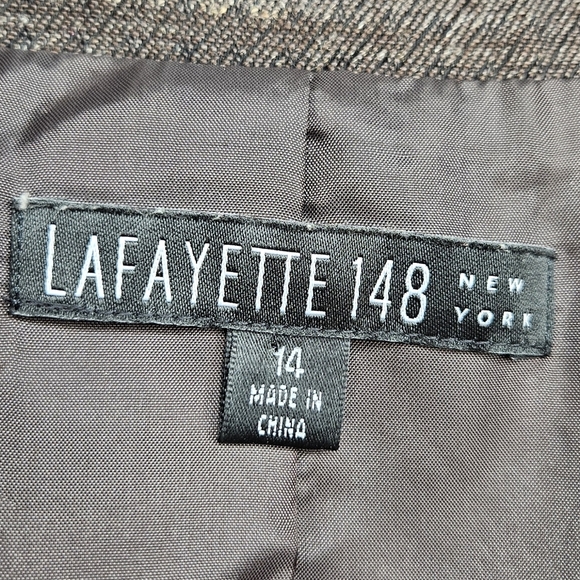 Lafayette 148 Wool Hemp Blend Blazer Size 14 Brown - Picture 5 of 15